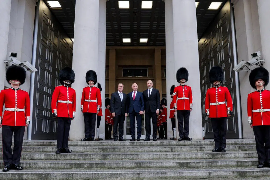 At the Sept 9 Ukraine Defence Contact Group meeting are defence ministers (from left) Boris Pistorius of Germany, John Healey of the UK and Denys Shmyhal of Ukraine.