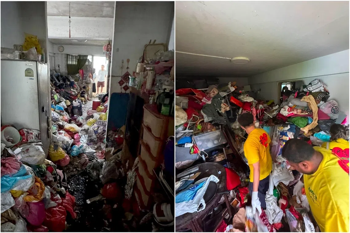 Hoarding cases in Whampoa Drive (left) and in Clementi.