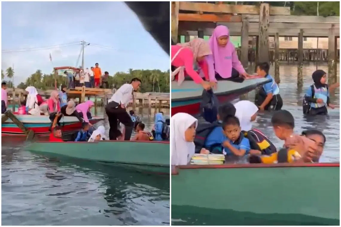 Teachers came to the rescue of about 20 primary school pupils who fell into the sea after a wooden jetty collapsed at Pulau Pababag in Sabah.