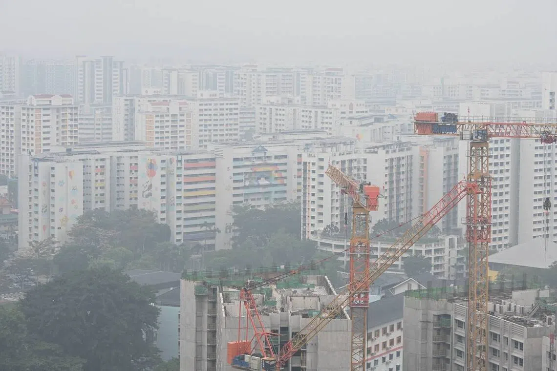 Hazy conditions seen at Bukit Panjang at 7.15am on Oct 13.