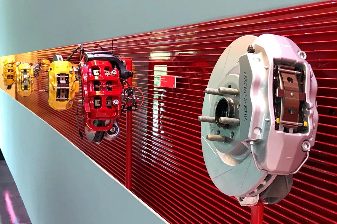 Braking should be felt, not heard: Brakes displayed at Brembo headquarters in Stezzano, Italy.