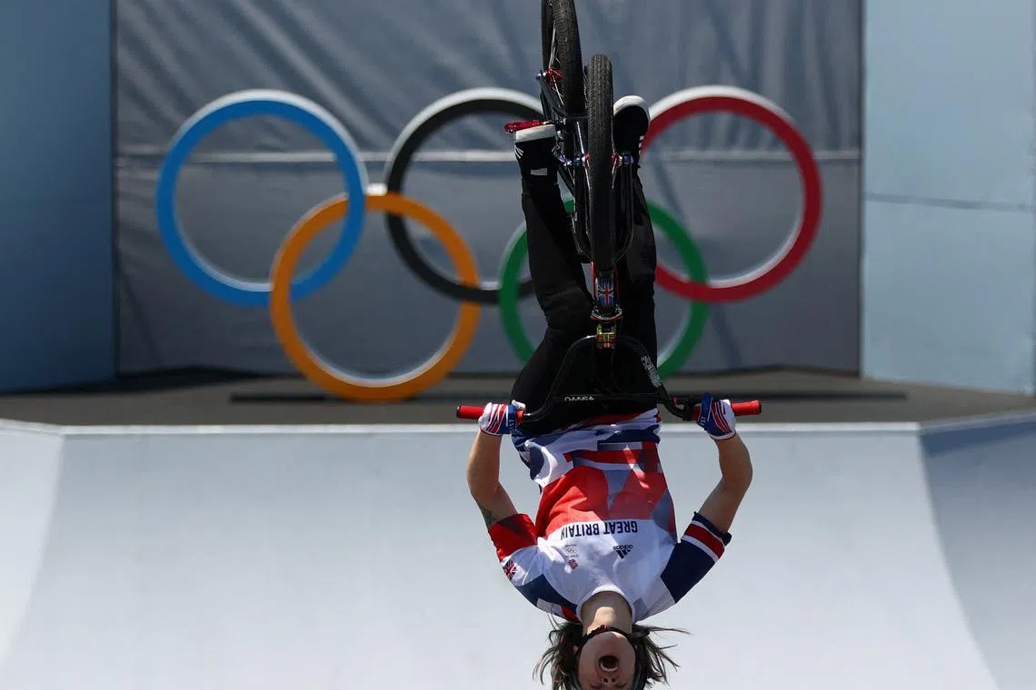 FILE PHOTO: Tokyo 2020 Olympics - BMX Freestyle - Women's Park - Final - Ariake Urban Sports Park, Tokyo, Japan - August 1, 2021. Charlotte Worthington of Britain in action. REUTERS/Matthew Childs/File Photo