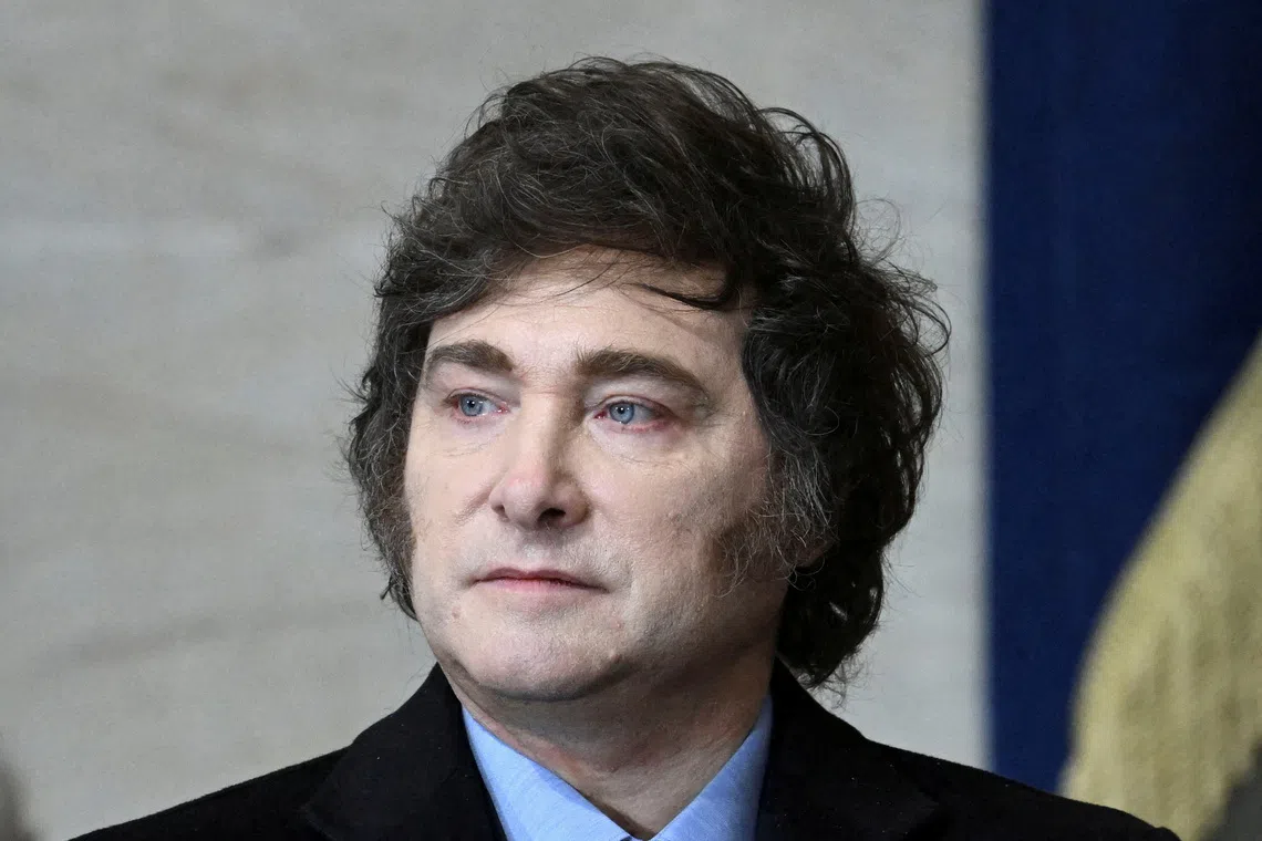 FILE PHOTO: Argetina's President Javier Milei arrives for the inauguration ceremony before Donald Trump is sworn in as the 47th US President in the US Capitol Rotunda in Washington, DC, on January 20, 2025.     SAUL LOEB/Pool via REUTERS/File Photo
