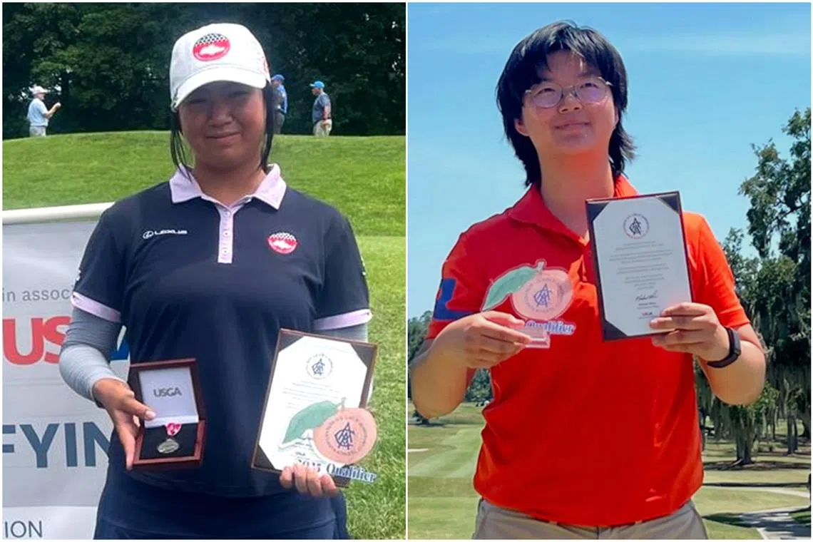 Chen Xingtong (left) secured her place at the tournament with an even-par 72 on June 16, while Guo Junxi had booked her place in May.