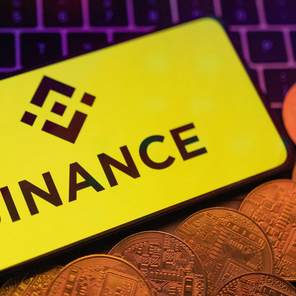 Smartphone with displayed Binance logo and representation of cryptocurrencies are placed on a keyboard in this illustration taken, June 8, 2023. REUTERS/Dado Ruvic/Illustration