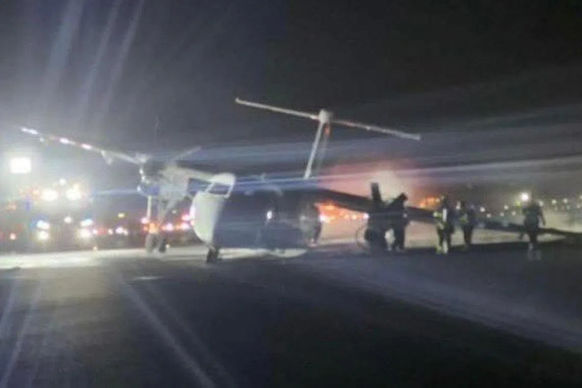 Air Canada flight was forced to make an emergency landing at Halifax Stanfield International Airport on the night of Dec 28 after a landing gear failure caused a fire.