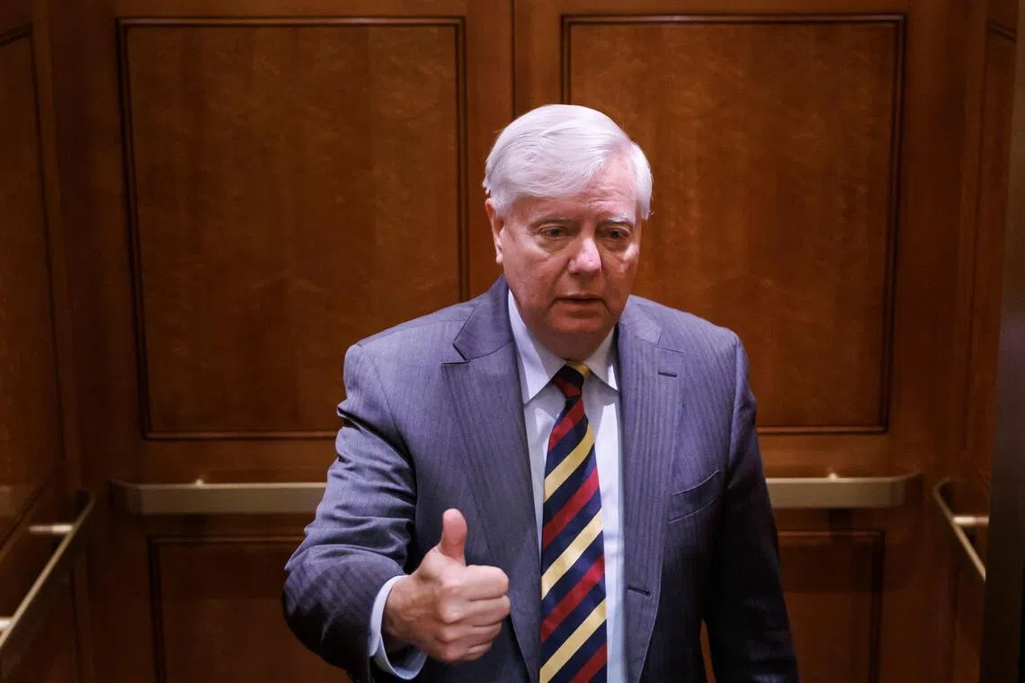 Senator Lindsey Graham speaking to reporters ahead of a vote on Capitol Hill on Jan 30.