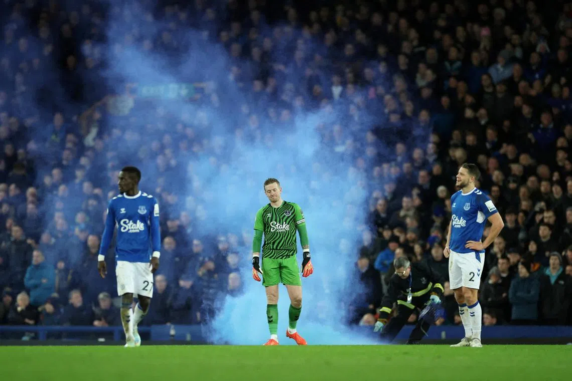 Everton's Jordan Pickford looks dejected after Brighton & Hove Albion's Pascal Gross scores their fourth goal.