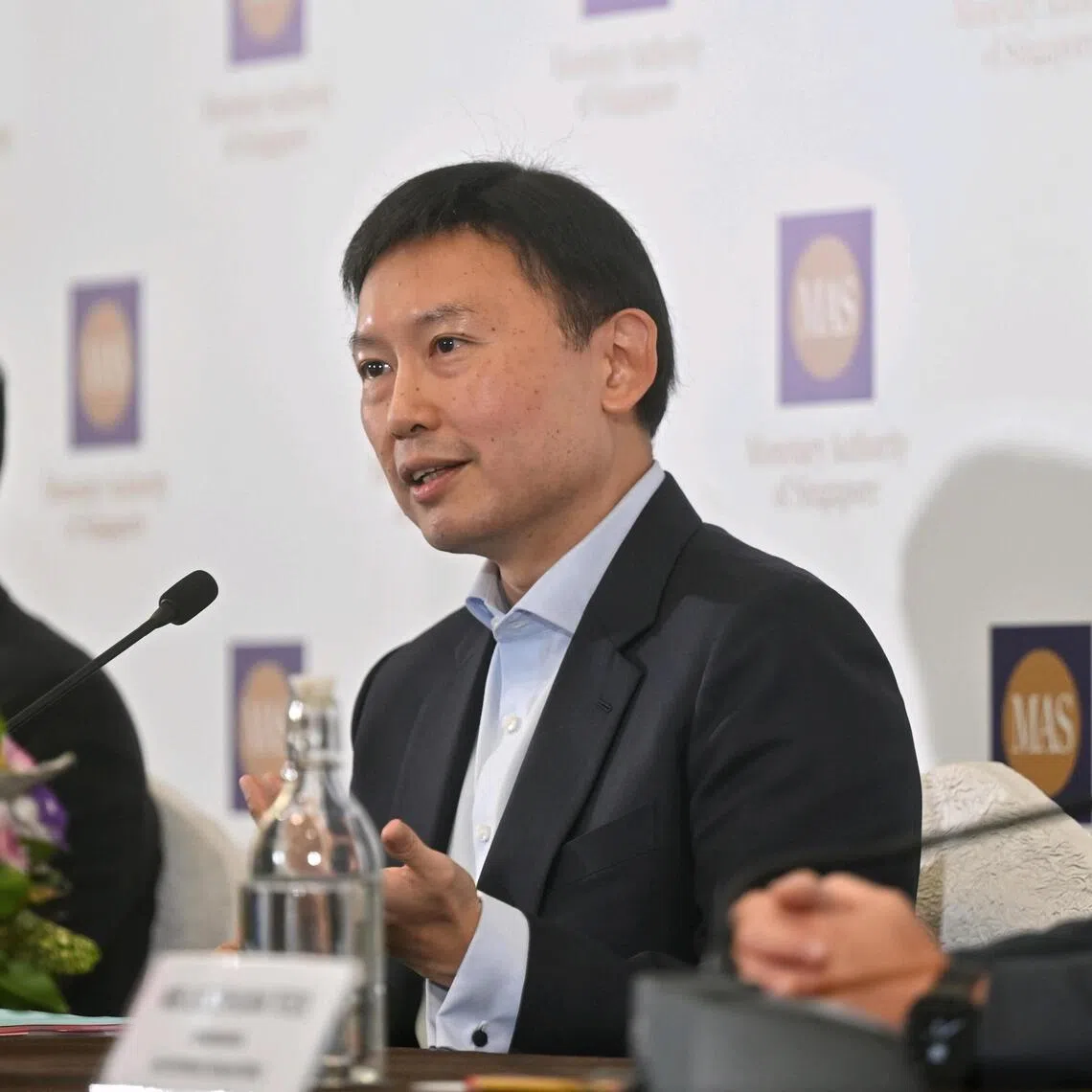 ?Embargo 19 Nov 8PM?

Monetary Authority of Singapore press conference on the new updates from the Equities Market Review Group.

(From left) Mr Chia Der Jiun, Managing Director Monetary Authority of Singapore (MAS), Mr Chee Hong Tat, Minister for National Development, Deputy Chairman, MAS and Mr Lee Chuan Teck, Chairman, Enterprise Singapore, at MAS Building, on Nov 19, 2025.
