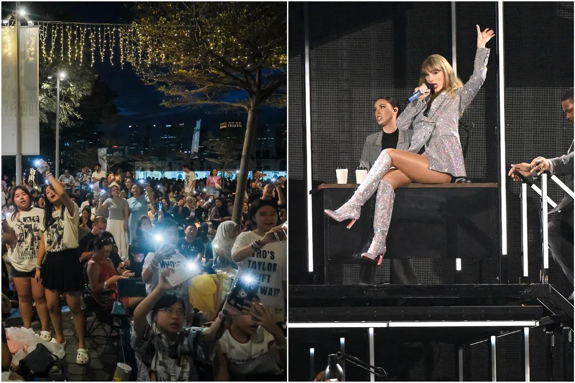 Fans dancing to Taylor Swift songs outside the National Stadium on March 2.