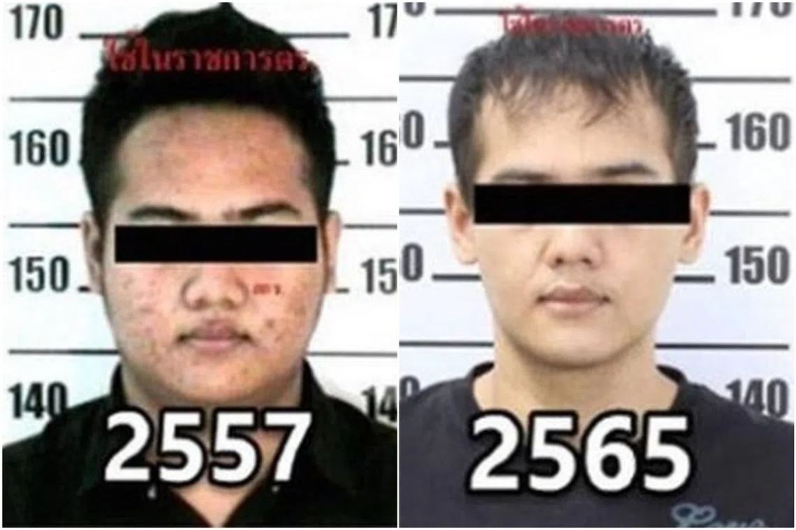 Sarahat Sawangjaeng went under the knife several times to transform his face, and changed his name to Jimin Cheong while attempting to dodge detectives. Sarahat, pictured pre op (left).