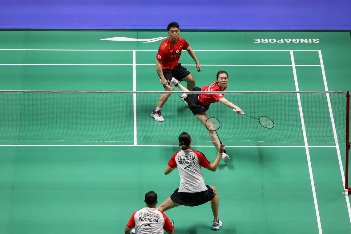 CMG20250528-Jkwan01 关俊威/陈芷馨/新加坡羽毛球公开赛

[Singapore Indoor Stadium]

Mixed doubles Terry Gee Yong Kai & Jin Yu Jia (SG) vs Rehan Naufal Kusharjanto & Gloria Emanuelle Widjaja (IND)