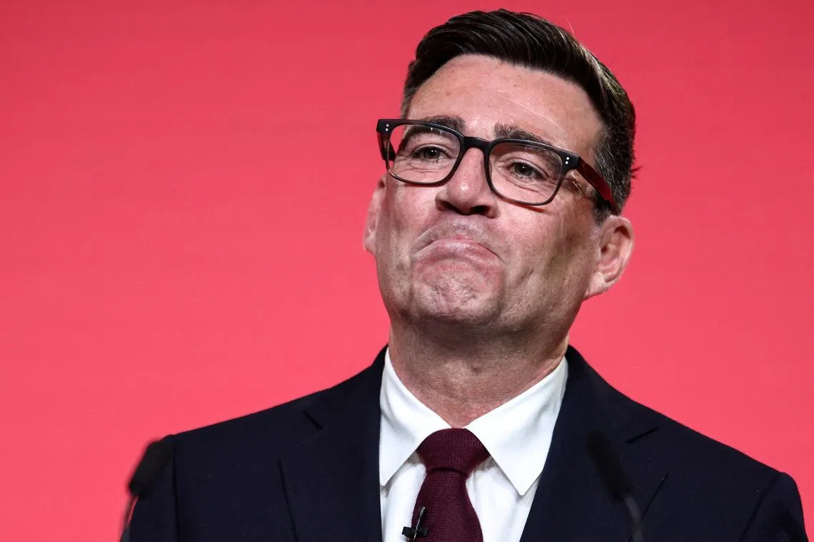 Andy Burnham reacts while speaking after being confirmed as the Labour Party's new leader and the country's next Prime Minister, during 'Labour's Special Conference' in London, Britain, July 17, 2026. HENRY NICHOLLS/Pool via REUTERS