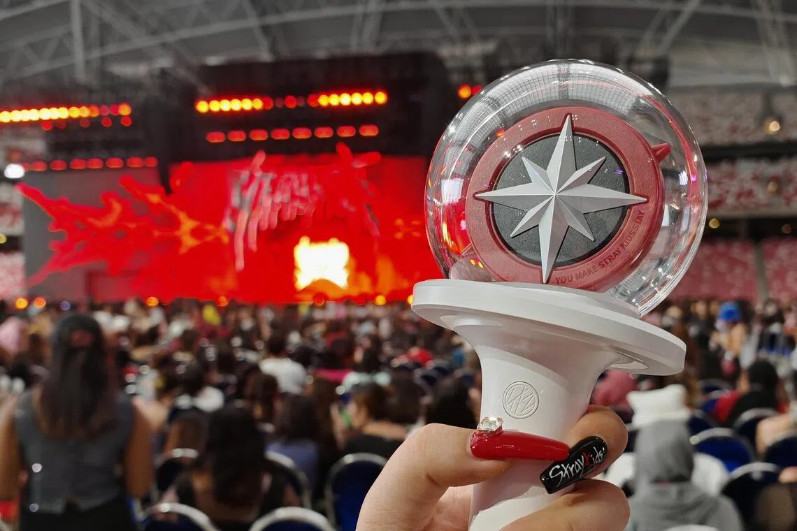 Showing off my Stray Kids' light stick ahead of the K-pop boyband's concert at the Singapore National Stadium on Sept 28, 2024.

ST Photo: ELIZABETH KHOR
