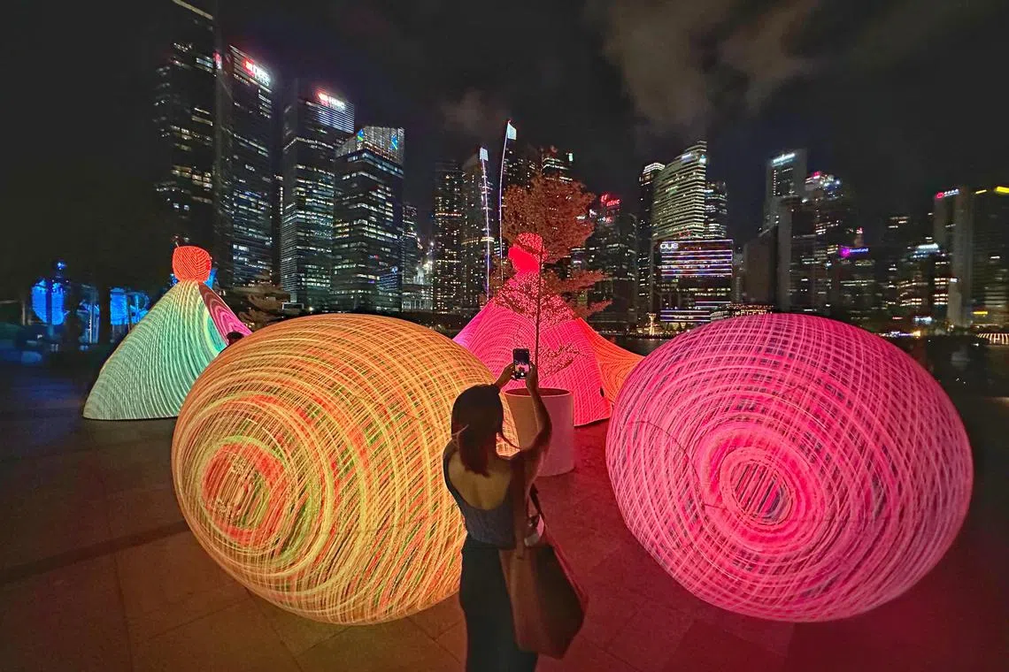 Tree Man by ENESS from Australia is among the exhibits at this year’s iLight Singapore festival, which showcases light installations by local and international artists. Running from Thursday to June 25, this year’s festival will expand beyond the Marina Bay area to South Beach and Millenia Walk to offer festival-goers fresh experiences and bring the artworks closer to more people.
