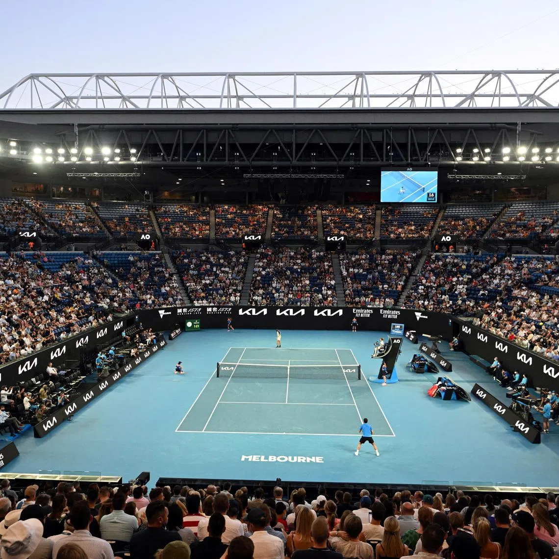 FILE PHOTO: Tennis - Australian Open - Melbourne Park, Melbourne, Australia - January 22, 2022  General view of the stadium during the third round match between Australia's Alex de Minaur and Spain's Pablo Andujar REUTERS/Morgan Sette/File Photo