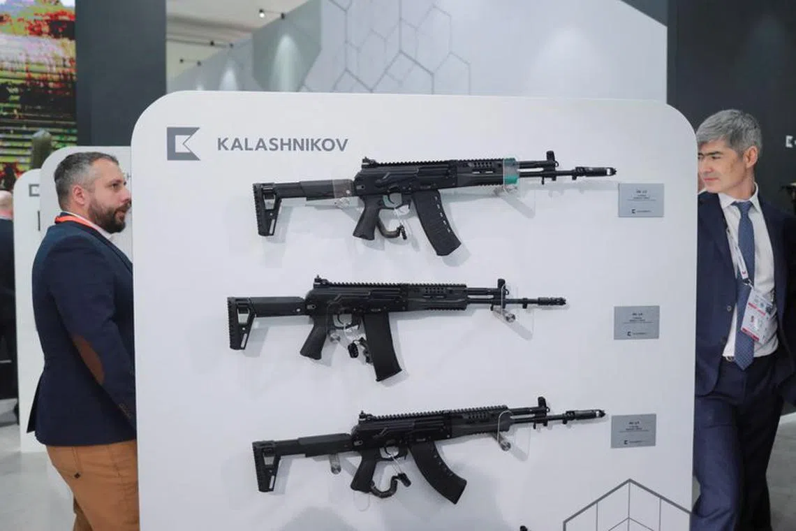 FILE PHOTO: Russian weapons are displayed at NAVDEX, an annual event held alongside the International Defence Exhibition and Conference (IDEX) in Abu Dhabi, United Arab Emirates, February 20, 2023. REUTERS/Amr Alfiky/FILE PHOTO