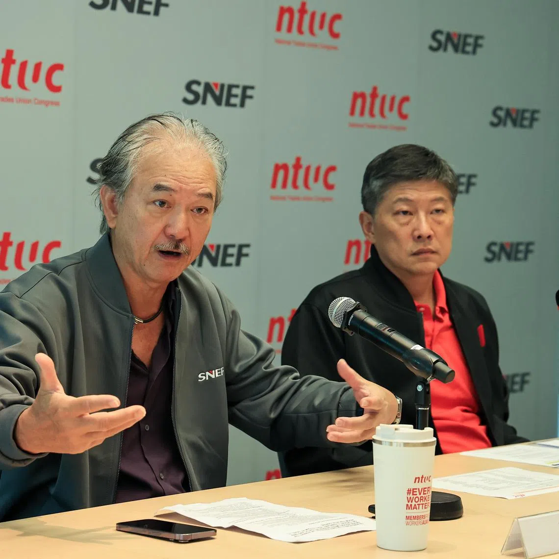 CMG20240206-NgohSB01/吴先邦/卢慧菁/Pre-Budget 2024 Media Session with NTUC Secretary-General Ng Chee Meng【EMBARGOED 6/2,12PM】	[NTUC Centre, 1 Marina Boulevard, Level 11, Room 1104 One Marina Boulevard, Singapore 018989]Dr Robert Yap, President, SNEF speaking to members of the media at the Pre-Budget 2024 Media Session