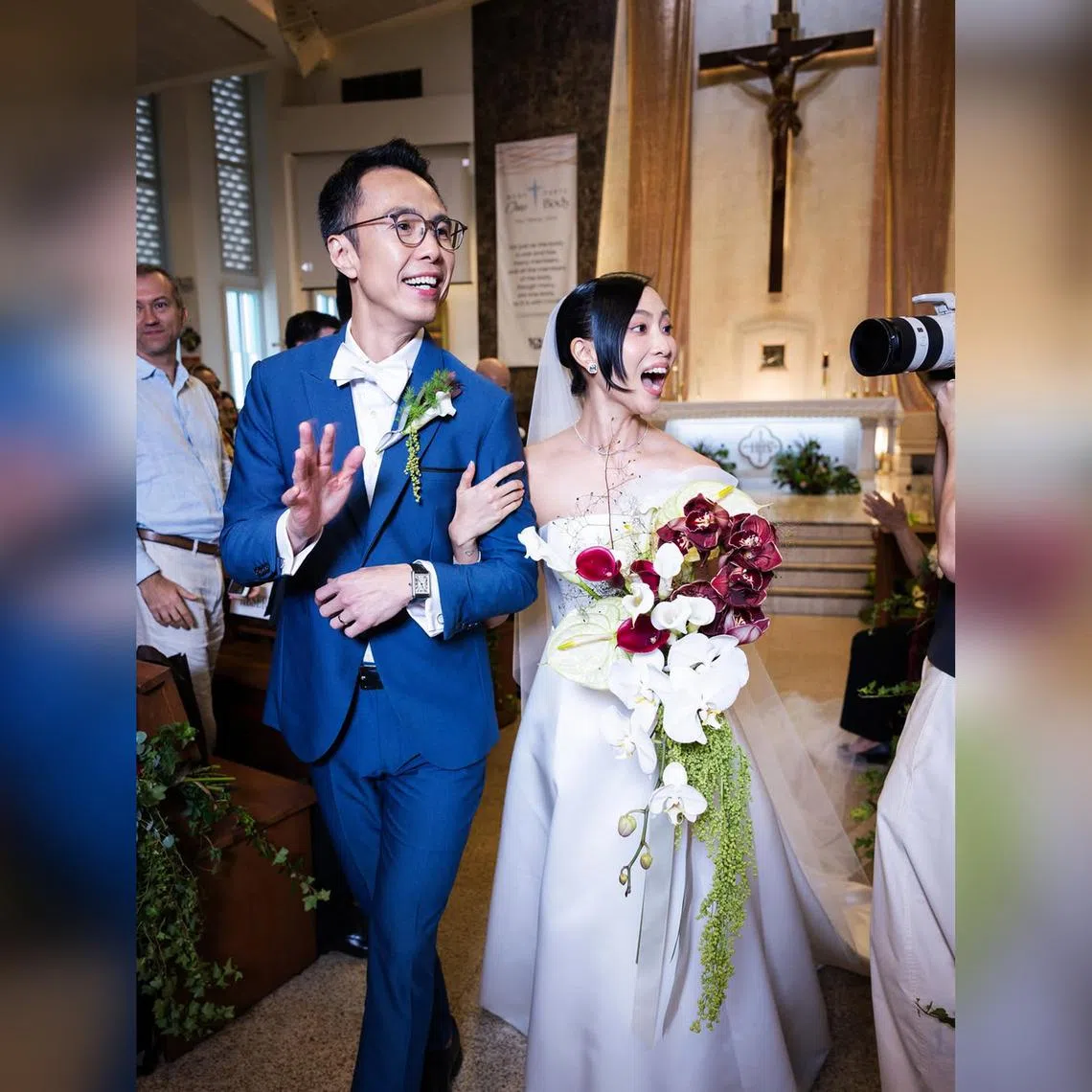 Mediacorp 987FM radio DJ Sonia Chew married investment banker Jeremy Sng at the Church of St. Bernadette on May 16.