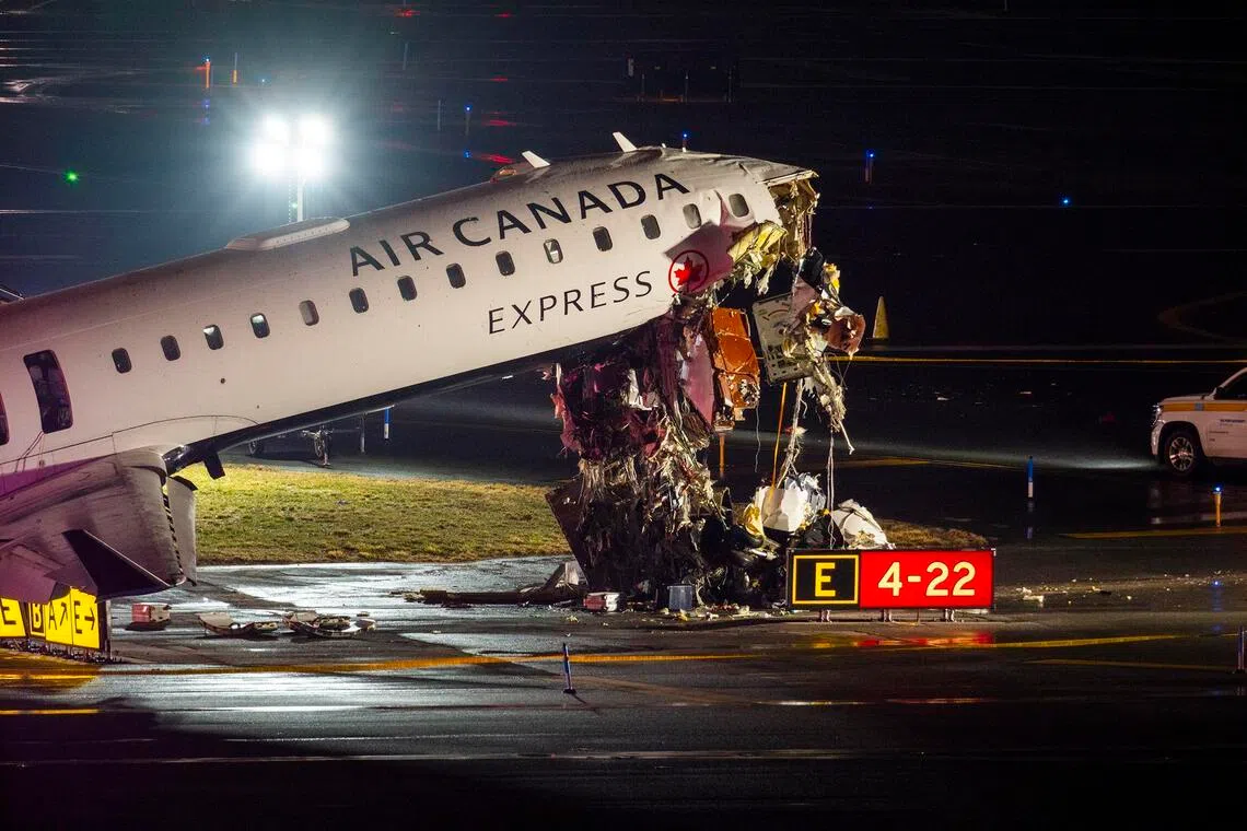An Air Canada Express jet flew from Montreal to New York on March 22 and, after landing, collided with an airport fire truck, killing both pilots. 