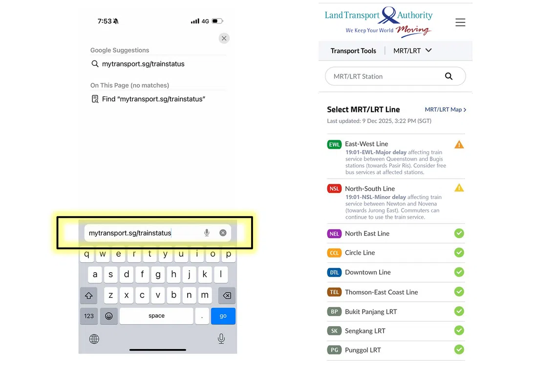 The webpage will consolidate information on lines operated by both rail operators SMRT and SBS Transit, and provide live information during disruptions.