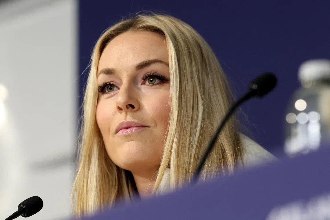 Milano Cortina 2026 Winter Olympics - Alpine Skiing - United States Women's Speed Team Press Conference - Cortina Curling Olympic Stadium, Cortina d'Ampezzo, Italy - February 3, 2026  Lindsey Vonn of the U.S. during the press conference REUTERS/Leonhard Foeger
