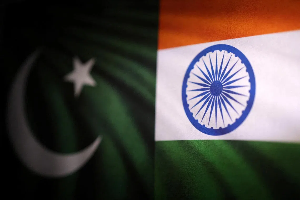 Indian and Pakistani flags are seen in this illustration taken April 25, 2025. REUTERS/Dado Ruvic/Illustration