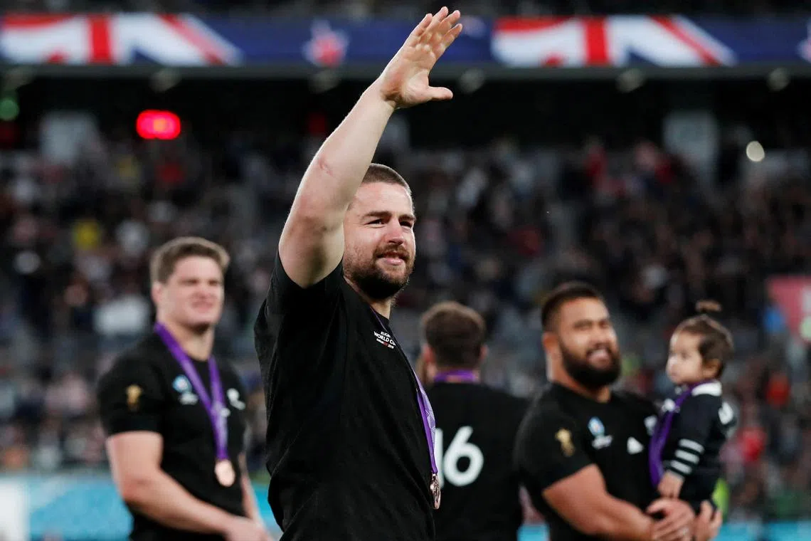 New Zealand's Dane Coles with his medal after winning the bronze final match against Wales at the 2019 Rugby World Cup.