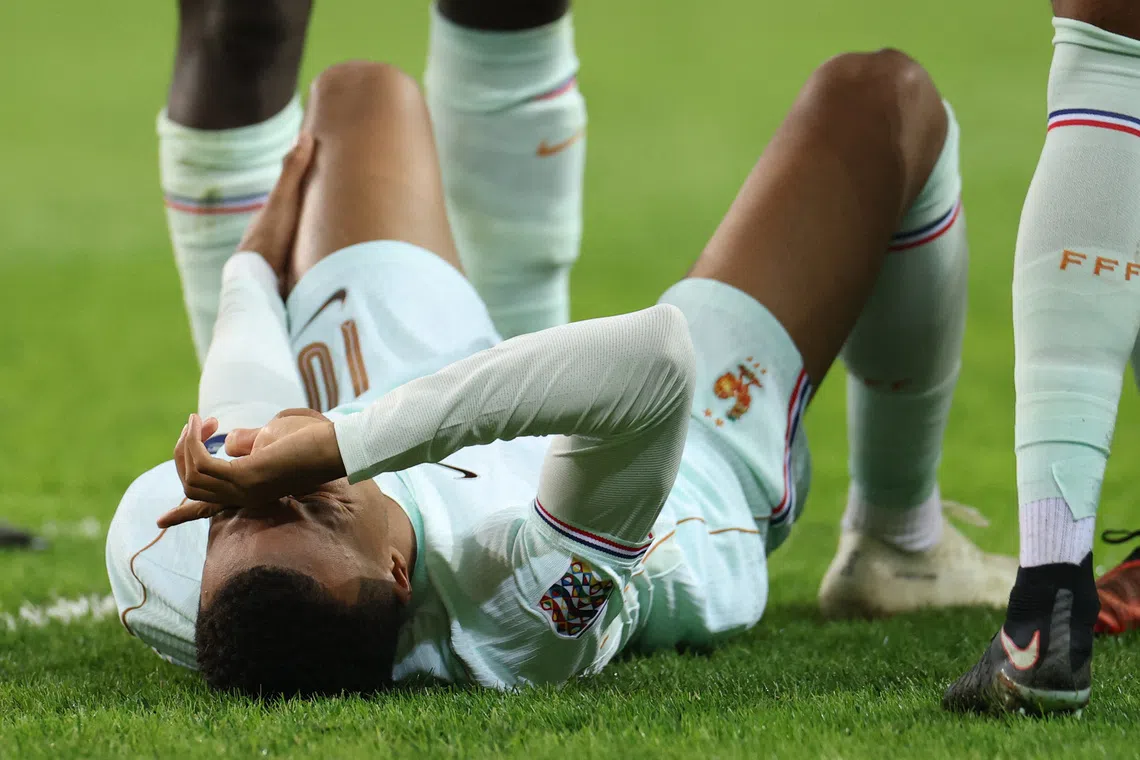 Kylian Mbappe scored the winner for France in their Nations League 1-0 win against Turkey on Sept 25, before a knee injury forced him off the pitch.
