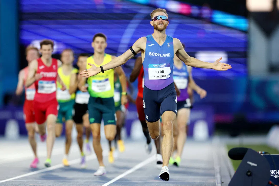 Commonwealth Games 2026 - Athletics - Scotstoun Stadium, Glasgow, Scotland, Britain - August 1, 2026 Scotland's Josh Kerr celebrates winning the Men's One Mile Final REUTERS/Isabel Infantes