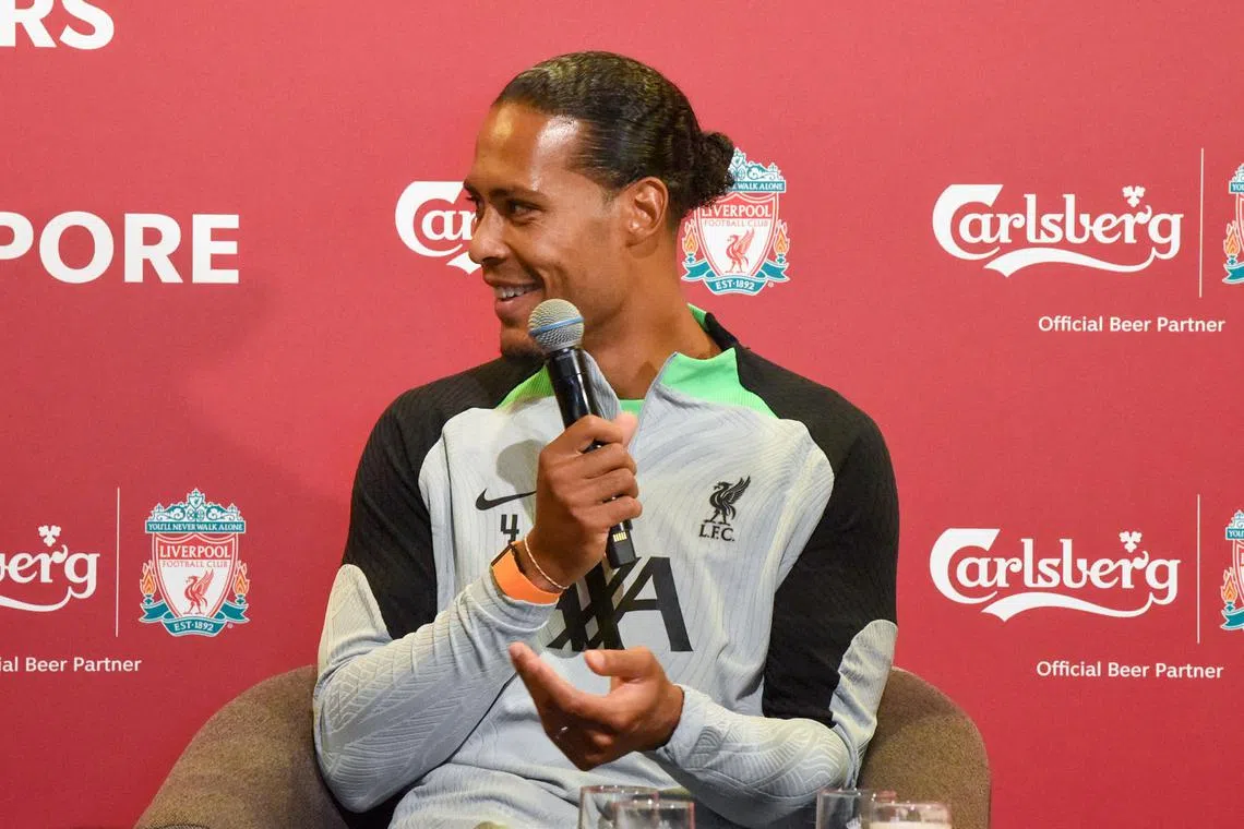 Liverpool star, Virgil Van Djik, answering some questions at the Carlsberg x Liverpool FC Event on July 29, 2023. 


Liverpool fans will get the opportunity to meet and interact with first team players at the Carlsberg x Liverpool FC Event this Saturday. Liverpool first-team players will also be answering questions posed by the media during the event.