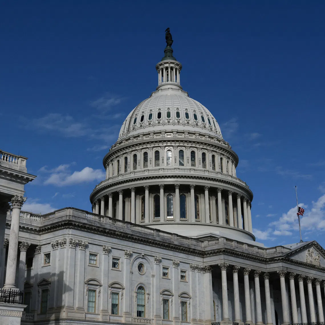 FILE PHOTO: The U.S. Capitol building after the U.S. Senate advances a bill to end the government shutdown in Washington, D.C., U.S.,  November 10, 2025. REUTERS/Evelyn Hockstein/File Photo
