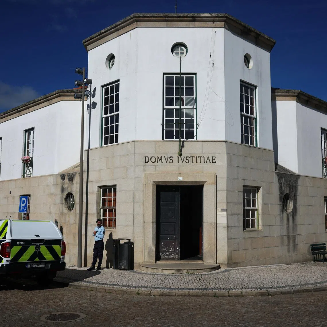 View of the courthouse where according to local media a French citizen is due to appear before a judge in Vila Nova de Foz Coa, Portugal, March 26, 2026. REUTERS/Pedro Nunes