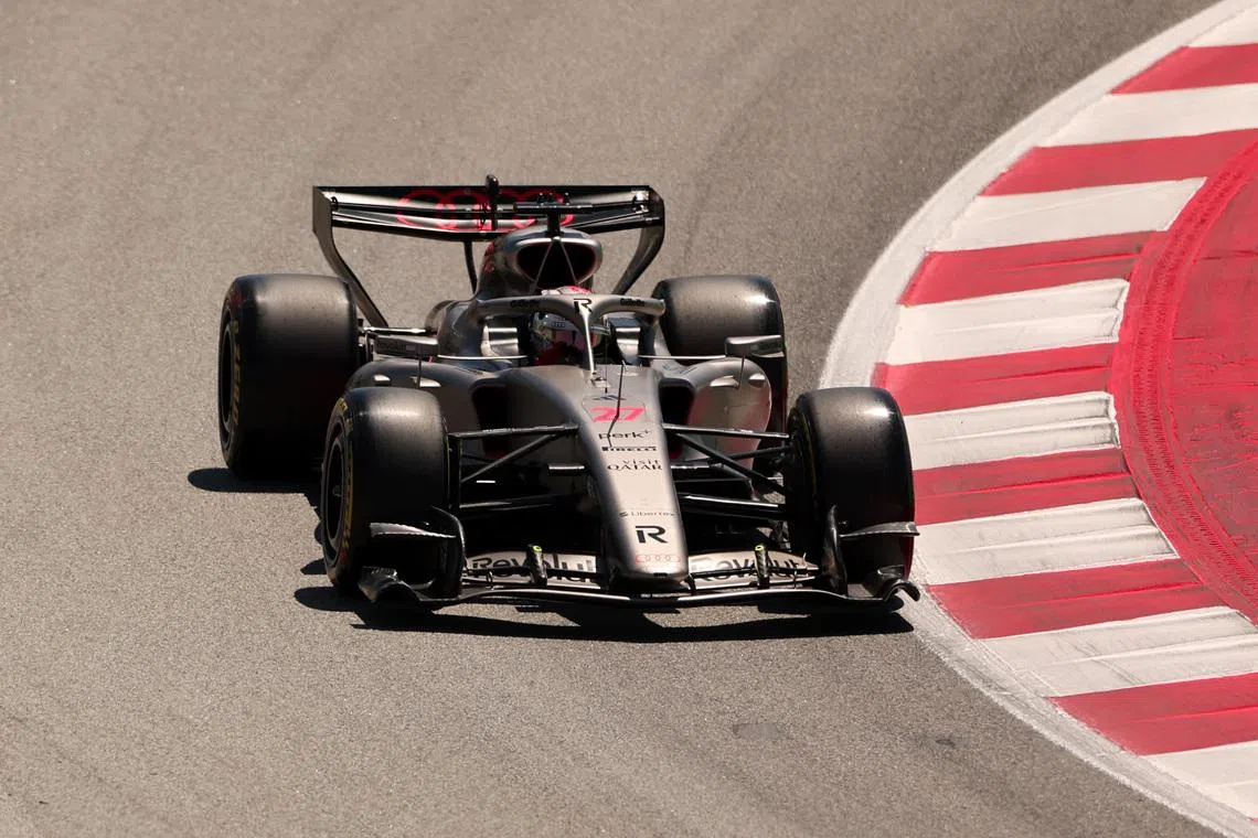 Formula One F1 - Barcelona-Catalunya Grand Prix - Circuit de Barcelona-Catalunya, Barcelona, Spain - June 13, 2026 Audi's Nico Hulkenberg in action during practice REUTERS/Bruna Casas