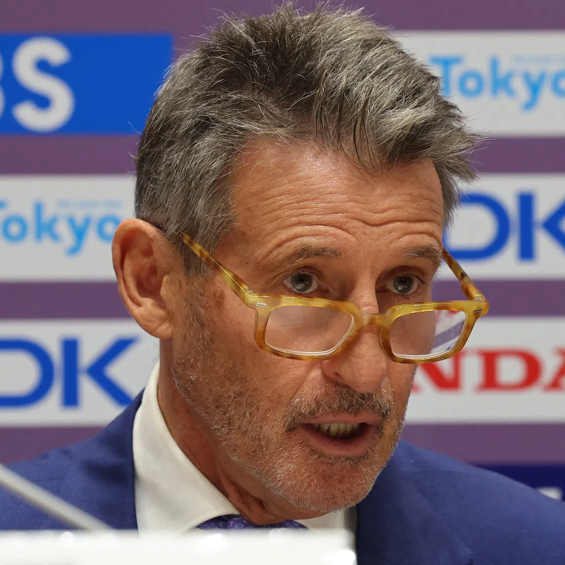 Athletics - World Athletics Championships - Opening press conference - Japan National Stadium, Shinjuku, Japan - September 12, 2025 World Athletics President Sebastian Coe during the opening press conference REUTERS/Kim Kyung-Hoon