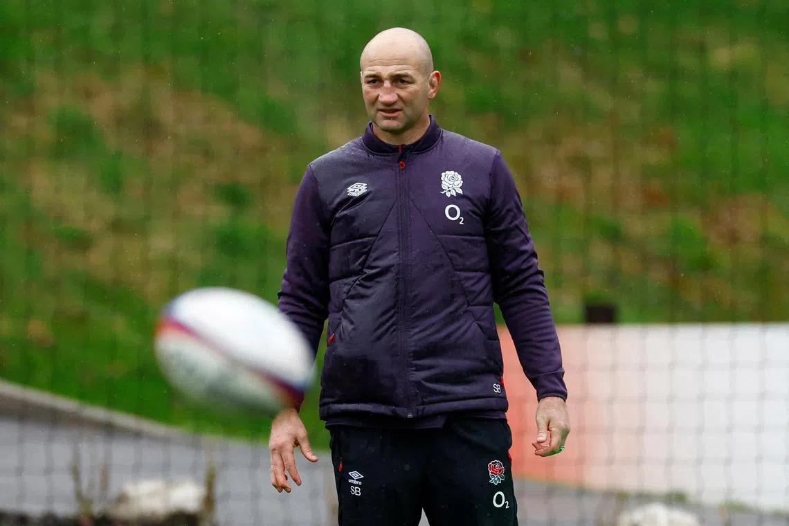 FILE PHOTO: Rugby Union - Autumn Internationals - England Training - Pennyhill Park, Bagshot, Britain - November 19, 2024 England head coach Steve Borthwick during training Action Images via Reuters/Peter Cziborra/File Photo
