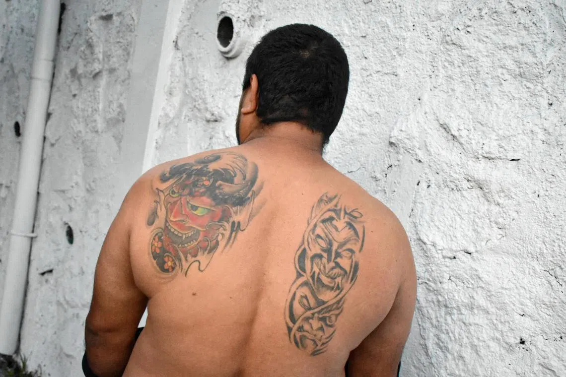 A member of the MS-13 gang captured in El Salvador in December 2022. Three men accused of being high-ranking leaders had been arrested in Mexico on Thursday and will be sent to the US to face charges.