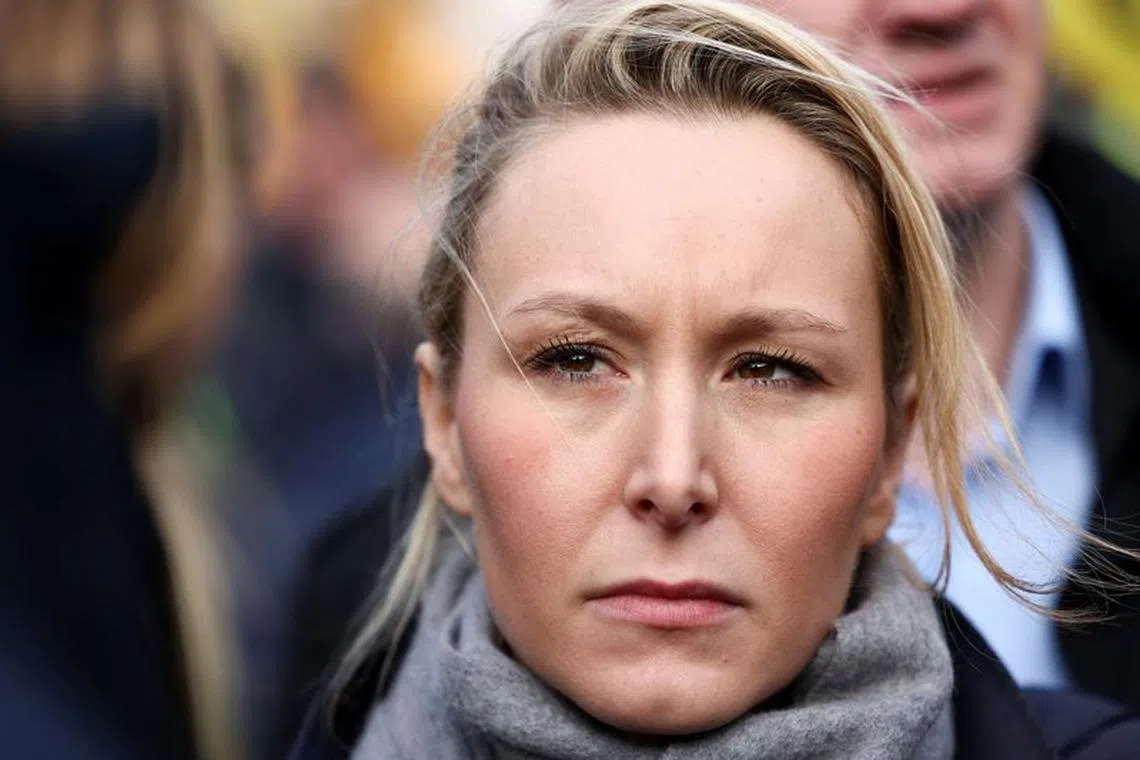 Marion Marechal, Marine Le Pen's niece and Executive Vice President of far-right party 'Reconquete',  takes part in a protest by French farmers outside the European Parliament in Brussels, Belgium January 24, 2024. REUTERS/Yves Herman/File Photo
