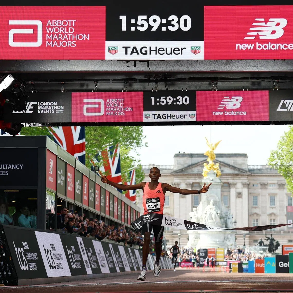 Sabastian Sawe's time of 1:59:30 in the London marathon was the first time a runner had run below two hours.  