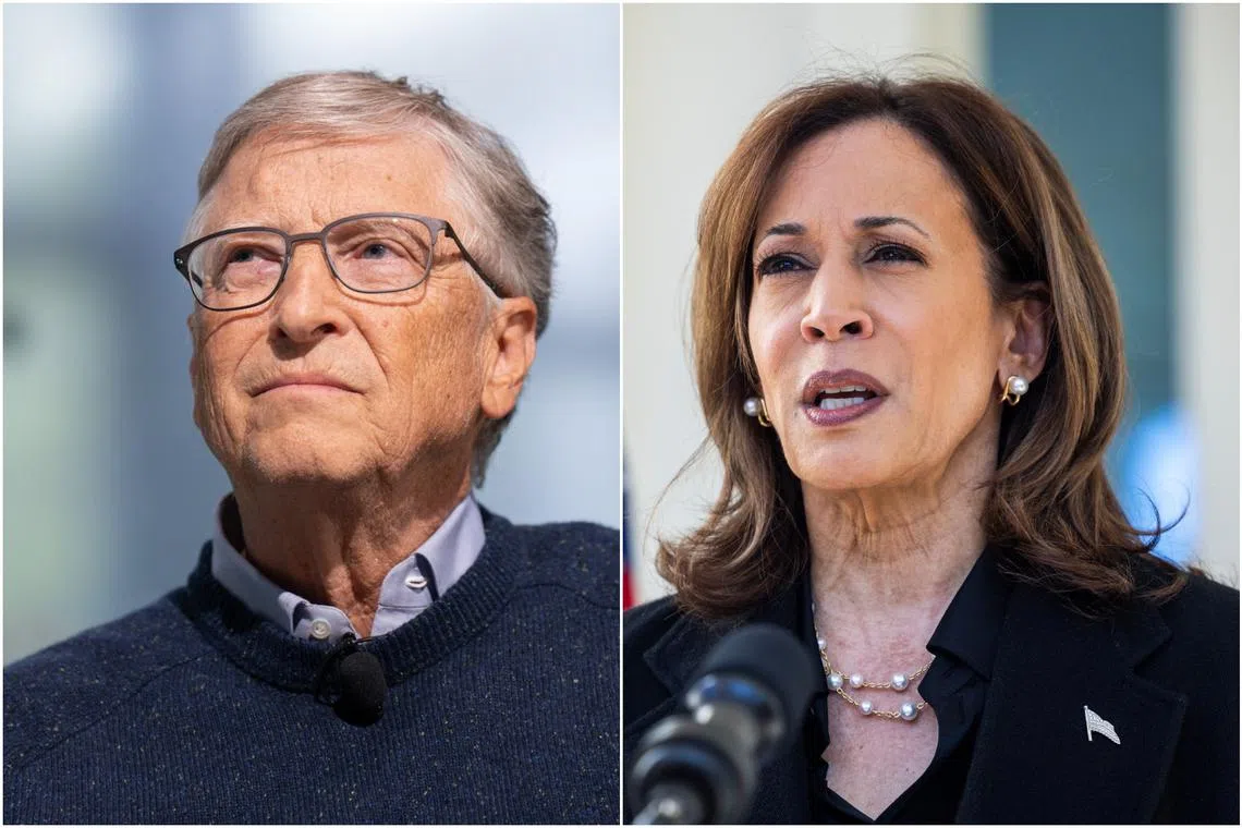 Mr Bill Gates has said he made his donation to Future Forward, the main outside fundraising group supporting US V-P Kamala Harris.