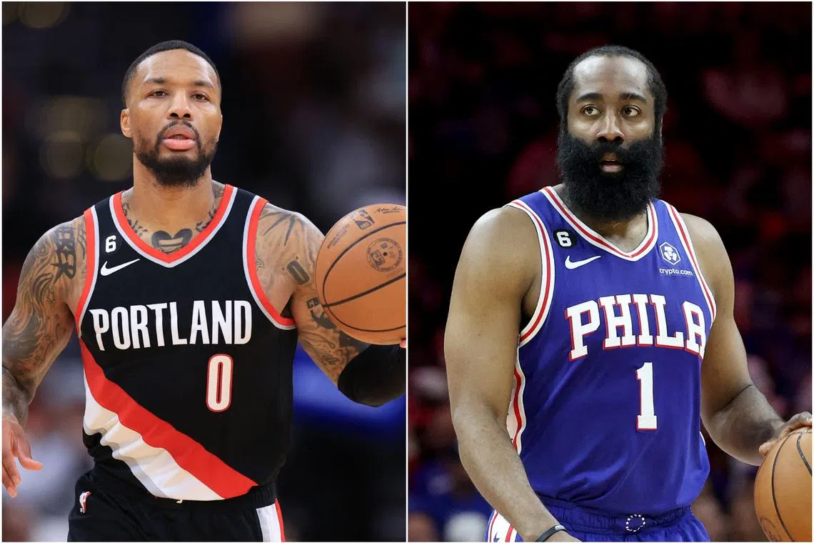 Both Portland’s Damian Lilliard (left) and Philadelphia’s James Harden have made no secret of a desire to be traded.