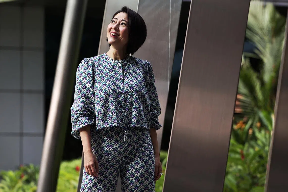 jslim13 - ST20231013_202349008288/ jslim13/ Hester Tan/ Cynthia Koh for her new movie Confinement at SPH on 13 October 2023.