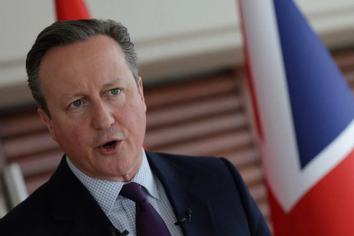 British Foreign Secretary David Cameron speaks during an interview in Istanbul, Turkey January 26, 2024. REUTERS/Murad Sezer/File Photo