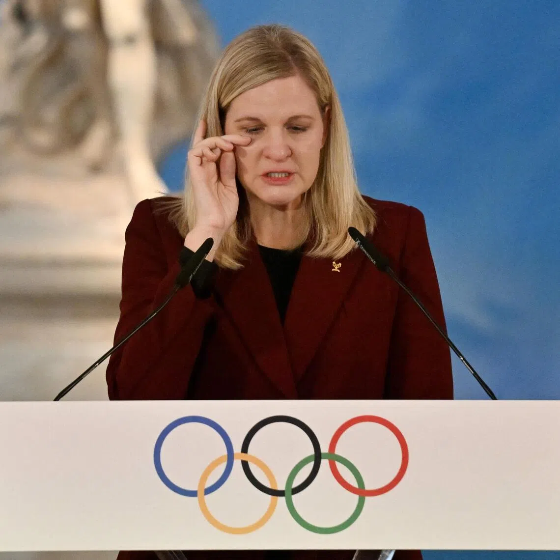 IOC president Kirsty Coventry fought back tears on Nov 26 as she urged nations to come together in the 2026 Winter Games.