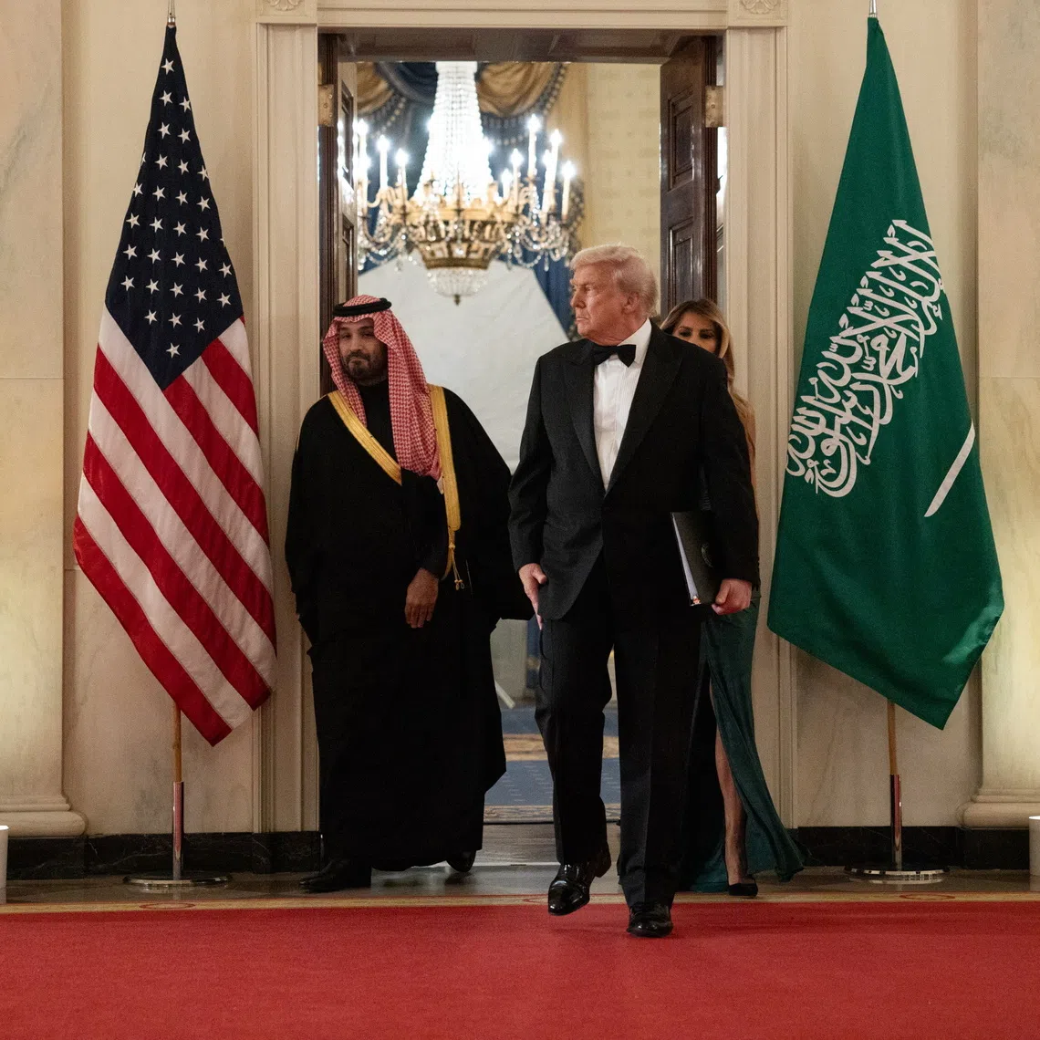 Saudi Arabia’s Crown Prince Mohammed bin Salman with US President Donald Trump at the White House on Nov 18.