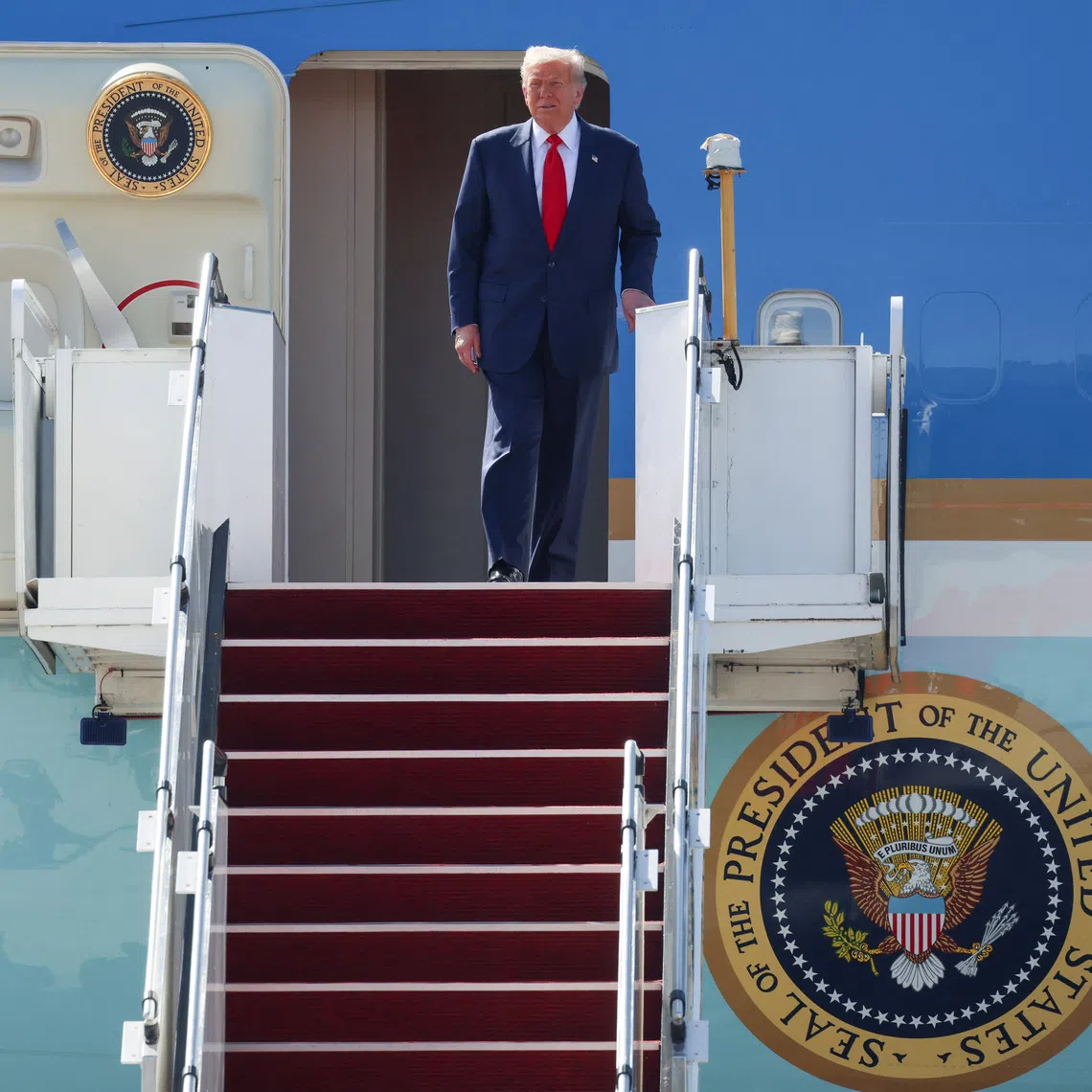 US President Donald Trump disembarking the Air Force One at Kuala Lumpur International Airport on Oct 26.