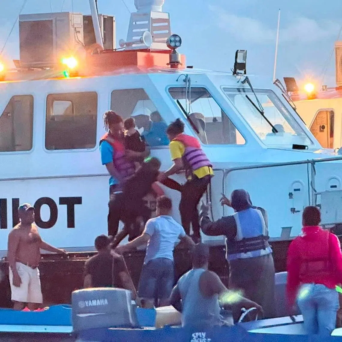 Rescue efforts progress after MV Barima, a ferry carrying people, capsized off the coast of Guyana in South America, in this handout image released on July 19, 2026. Bishop Juan Edghill/Handout via REUTERS    THIS IMAGE HAS BEEN SUPPLIED BY A THIRD PARTY. NO RESALES. NO ARCHIVES. MANDATORY CREDIT     TPX IMAGES OF THE DAY