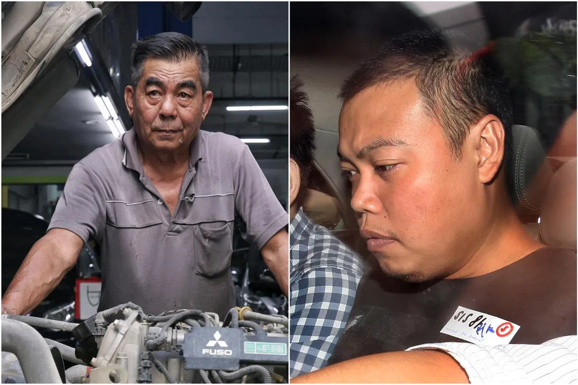 Ah Siong (left), a long-time employee of Mr Tan Boon Sin, who was killed by Iskandar Rahmat (right), called his former boss his benefactor.