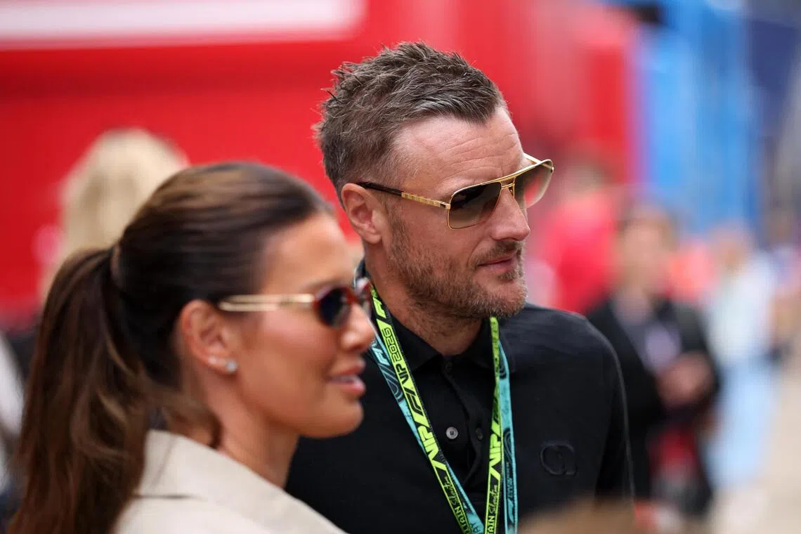 Former Leicester City and England footballer Jamie Vardy and his wife Rebekah Vardy seen at the Formula One British Grand Prix in July 2026.