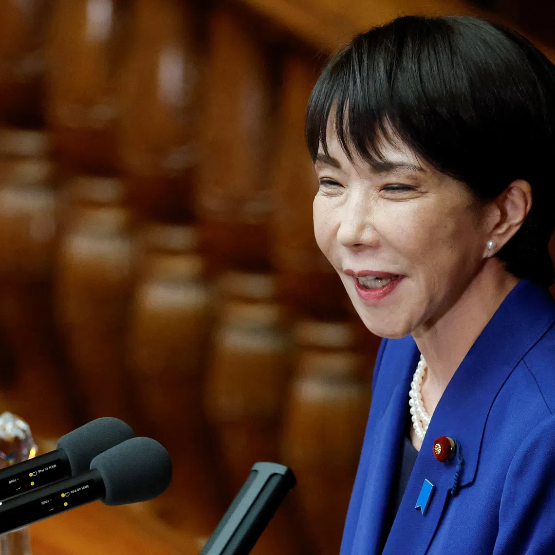 Japan's new Prime Minister Sanae Takaichi delivers her first policy speech in the parliament, in Tokyo, Japan, October 24, 2025. REUTERS/Kim Kyung-Hoon